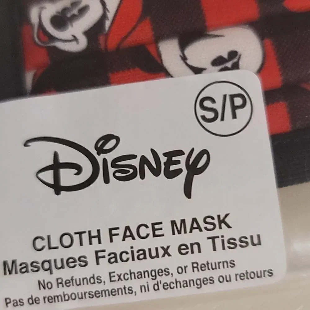 Disney size small plaid mask with Mikey mouse
